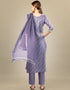Traditional Function Wear Silk Blend Readymade Suit Collection Lavender Silk Blend Pant Straight Back View